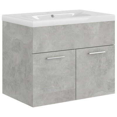 Sink Cabinet with Built-in Basin Concrete Grey Engineered Wood