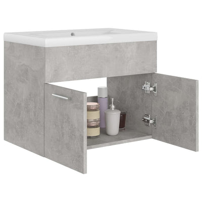 Sink Cabinet with Built-in Basin Concrete Grey Engineered Wood