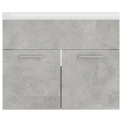 Sink Cabinet with Built-in Basin Concrete Grey Engineered Wood