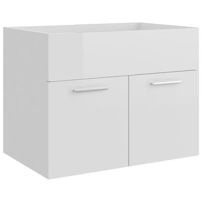 Sink Cabinet with Built-in Basin High Gloss White Engineered Wood