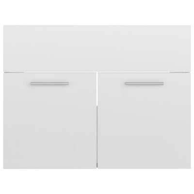 Sink Cabinet with Built-in Basin High Gloss White Engineered Wood