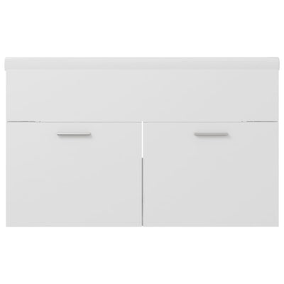 Sink Cabinet with Built-in Basin White Engineered Wood