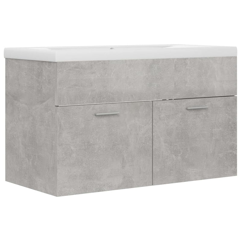 Sink Cabinet with Built-in Basin Concrete Grey Engineered Wood