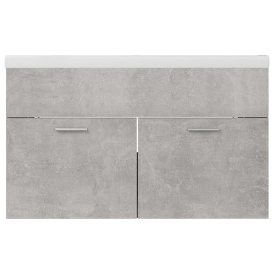 Sink Cabinet with Built-in Basin Concrete Grey Engineered Wood