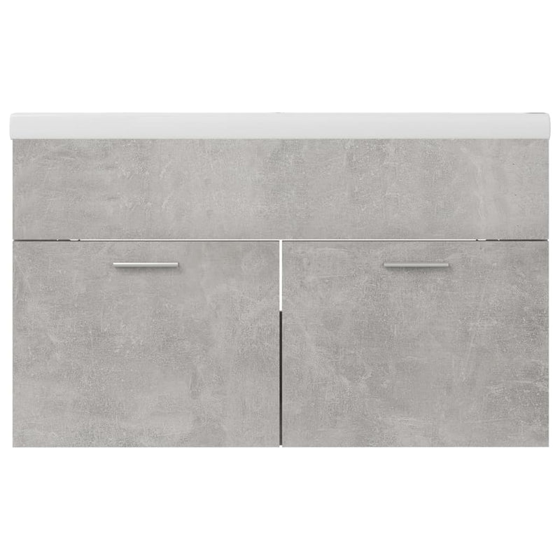 Sink Cabinet with Built-in Basin Concrete Grey Engineered Wood