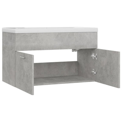 Sink Cabinet with Built-in Basin Concrete Grey Engineered Wood