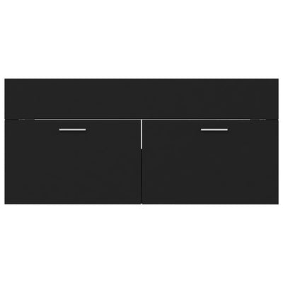 Sink Cabinet with Built-in Basin Black Engineered Wood