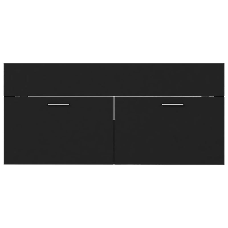 Sink Cabinet with Built-in Basin Black Engineered Wood