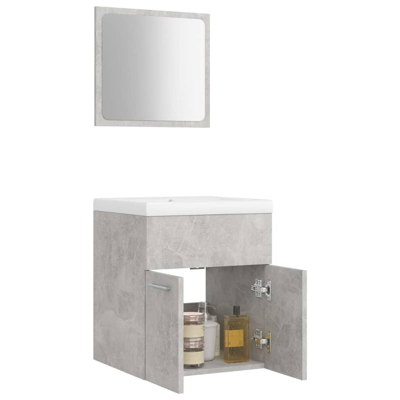 Bathroom Furniture Set Concrete Grey Engineered Wood