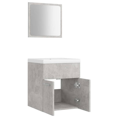 Bathroom Furniture Set Concrete Grey Engineered Wood