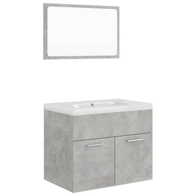 Bathroom Furniture Set Concrete Grey Engineered Wood