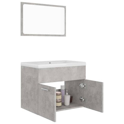 Bathroom Furniture Set Concrete Grey Engineered Wood