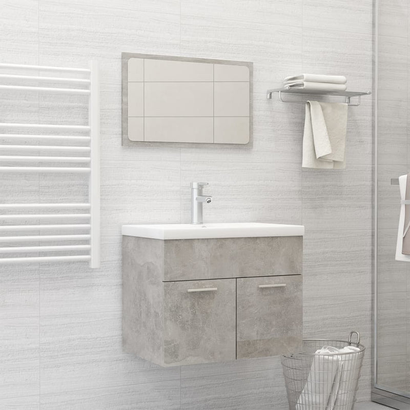 Bathroom Furniture Set Concrete Grey Engineered Wood