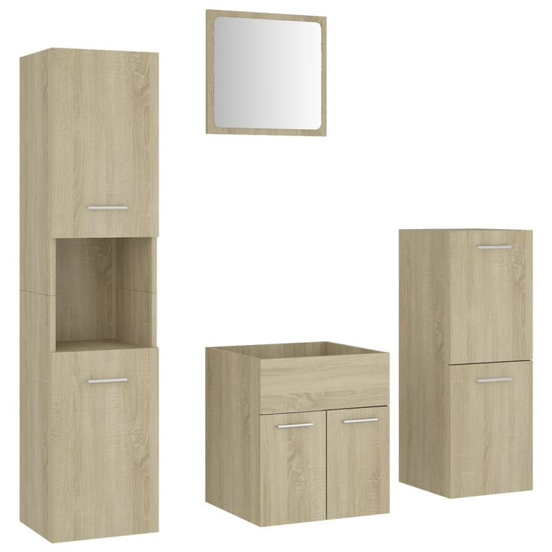 Bathroom Furniture Set Sonoma Oak Engineered Wood