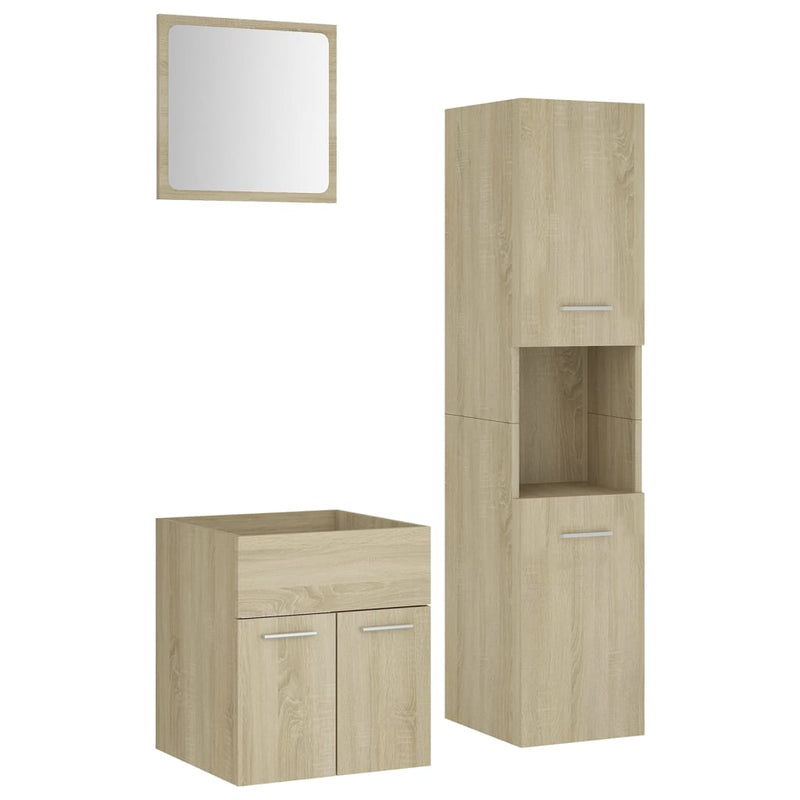 Bathroom Furniture Set Sonoma Oak Engineered Wood