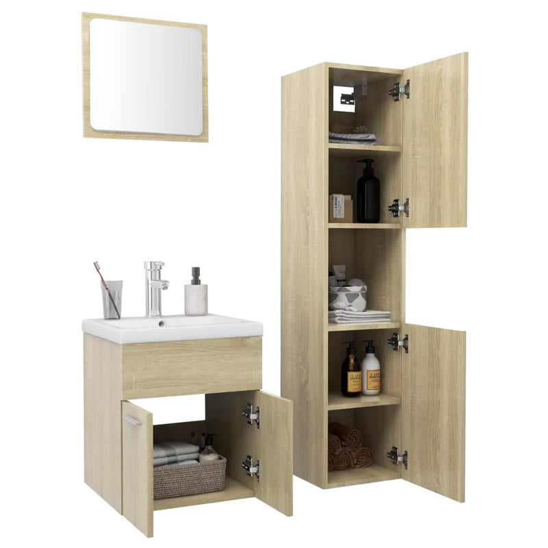 Bathroom Furniture Set Sonoma Oak Engineered Wood