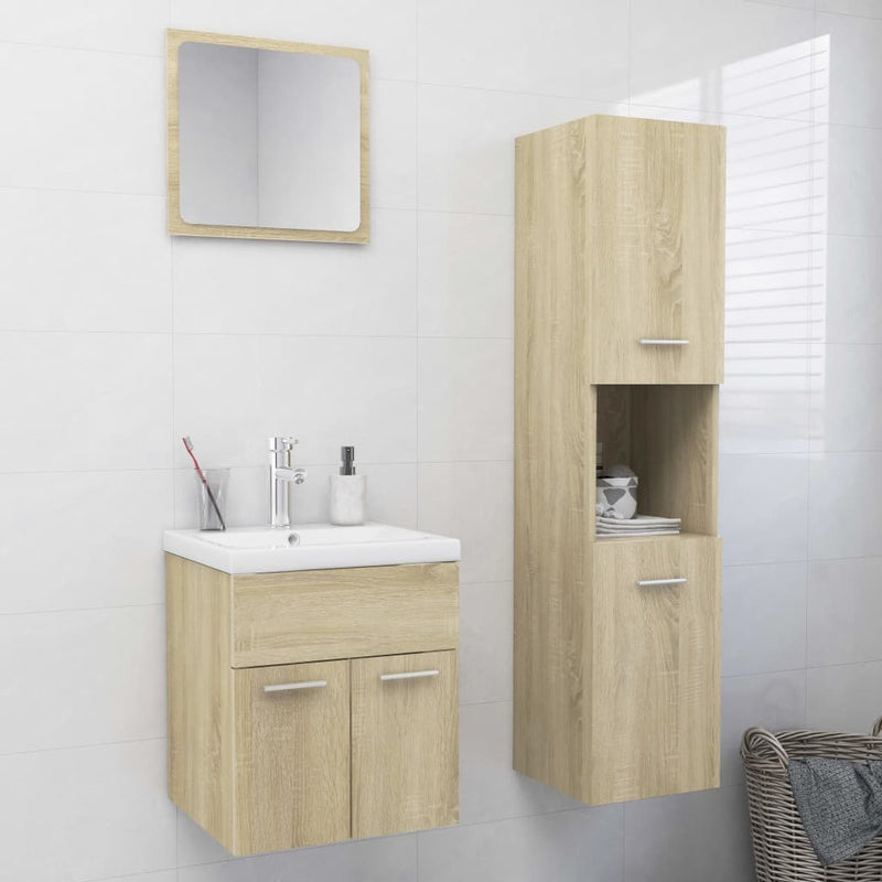 Bathroom Furniture Set Sonoma Oak Engineered Wood