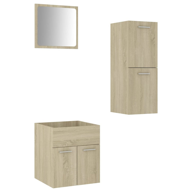 Bathroom Furniture Set Sonoma Oak Engineered Wood