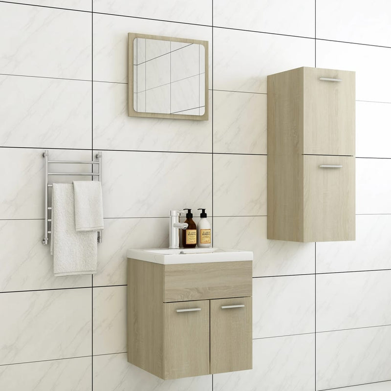 Bathroom Furniture Set Sonoma Oak Engineered Wood