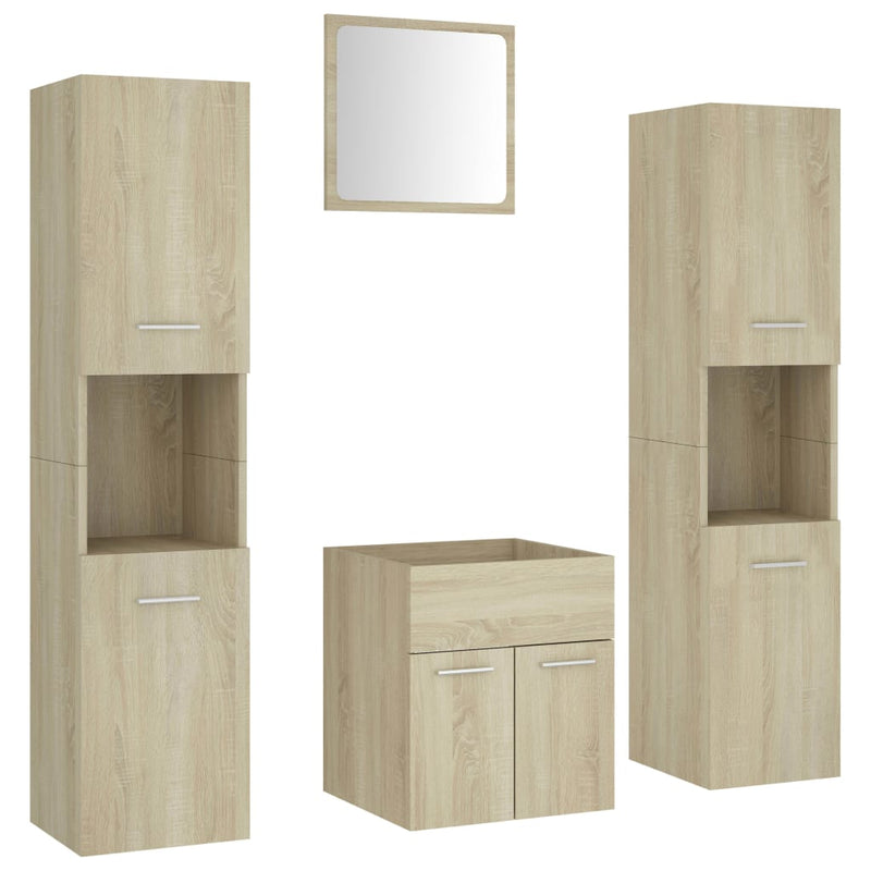 Bathroom Furniture Set Sonoma Oak Engineered Wood