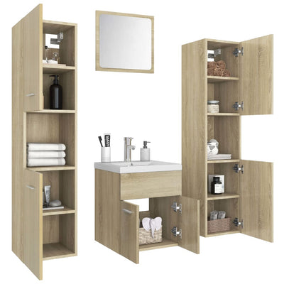 Bathroom Furniture Set Sonoma Oak Engineered Wood