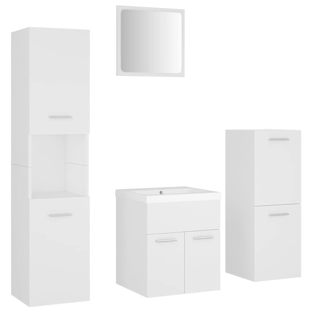 vidaXL Bathroom Furniture Set White Engineered Wood 2