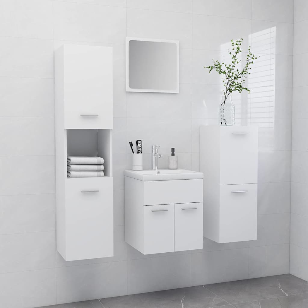 vidaXL Bathroom Furniture Set White Engineered Wood 1