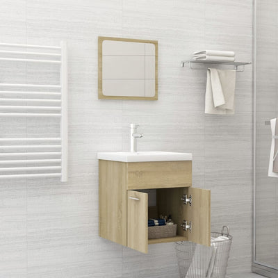 Bathroom Furniture Set Sonoma Oak Engineered Wood