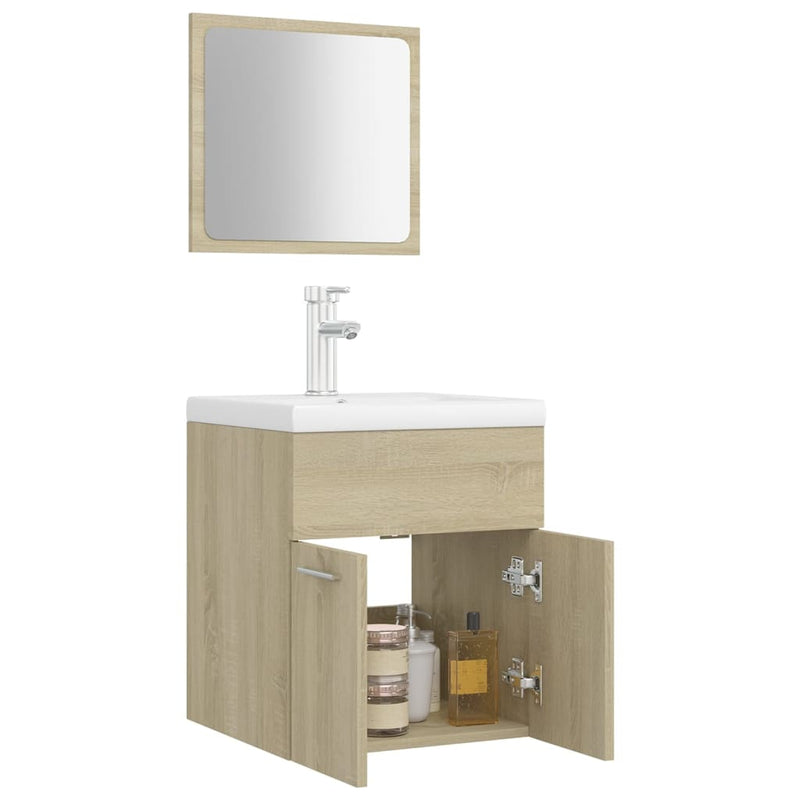 Bathroom Furniture Set Sonoma Oak Engineered Wood