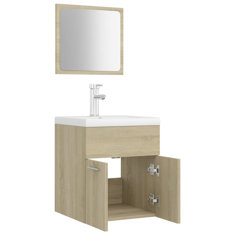 Bathroom Furniture Set Sonoma Oak Engineered Wood