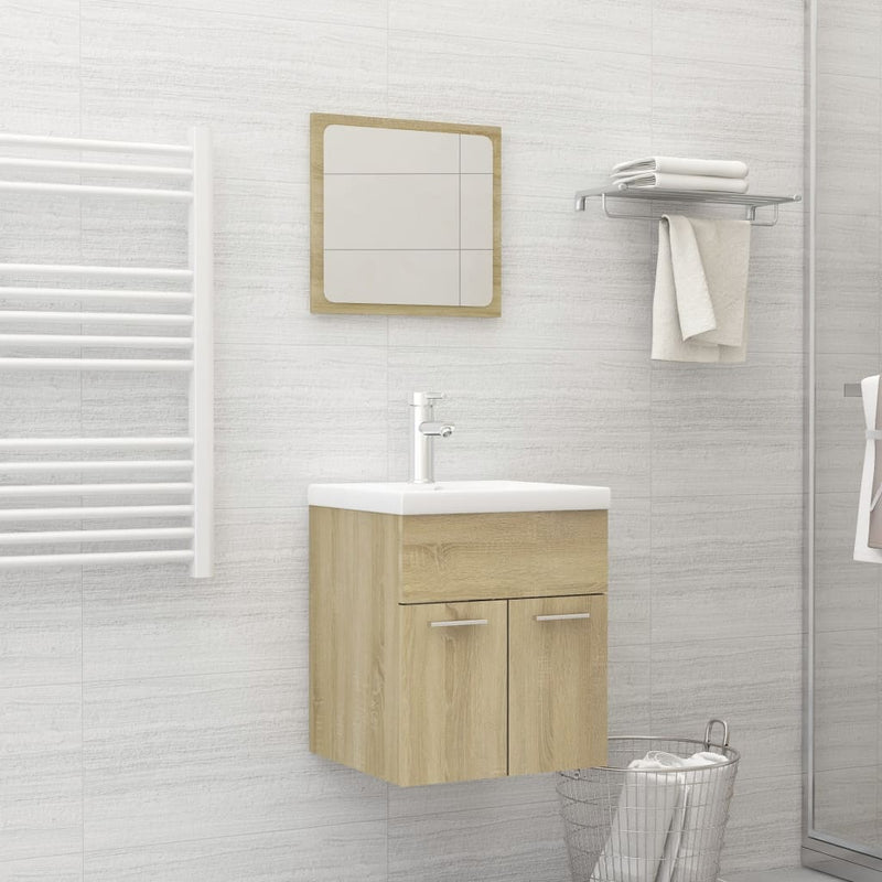 Bathroom Furniture Set Sonoma Oak Engineered Wood