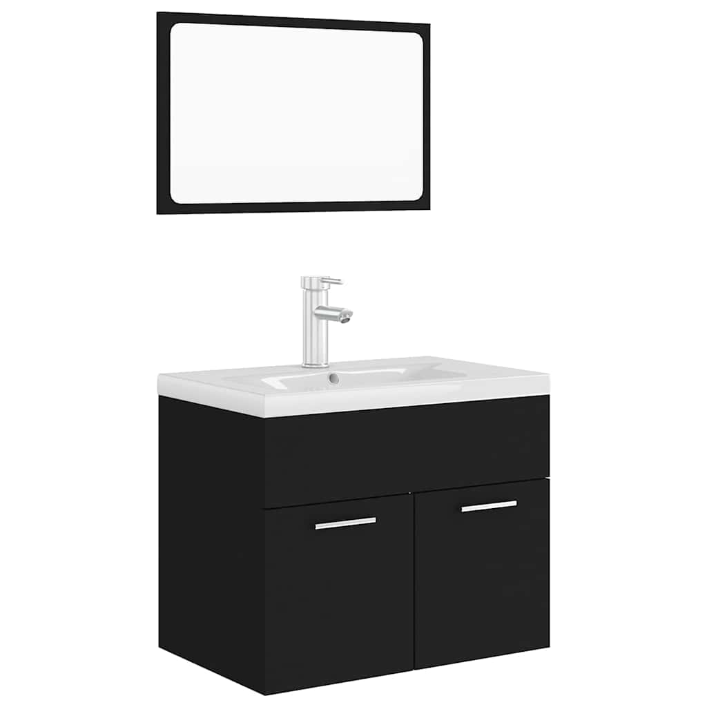 Bathroom Furniture Set Engineered Wood 60 x 38.5 x 46 cm Black