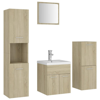 Bathroom Furniture Set Sonoma Oak Engineered Wood