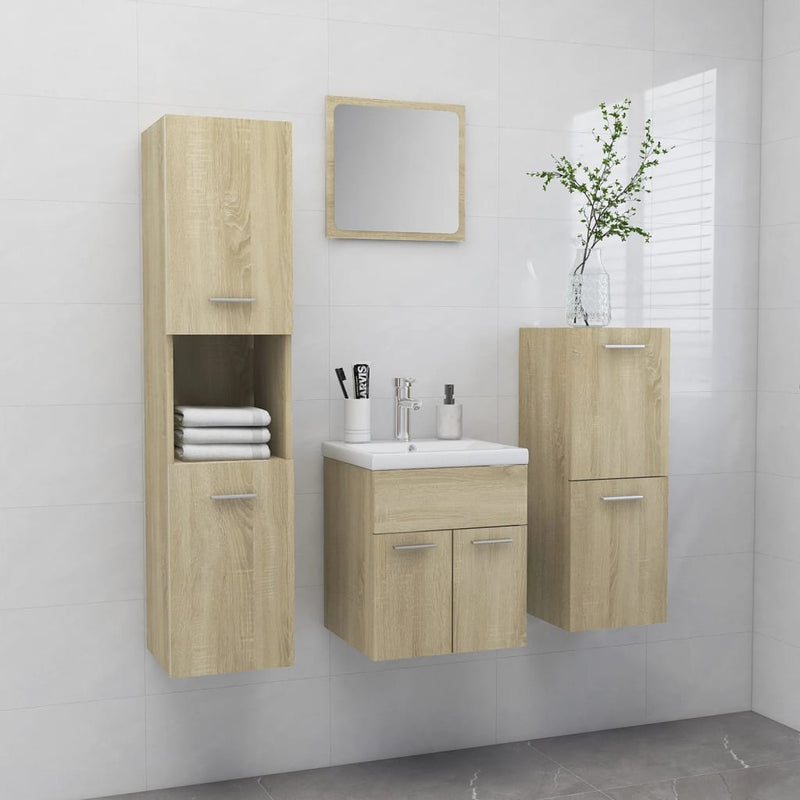 Bathroom Furniture Set Sonoma Oak Engineered Wood