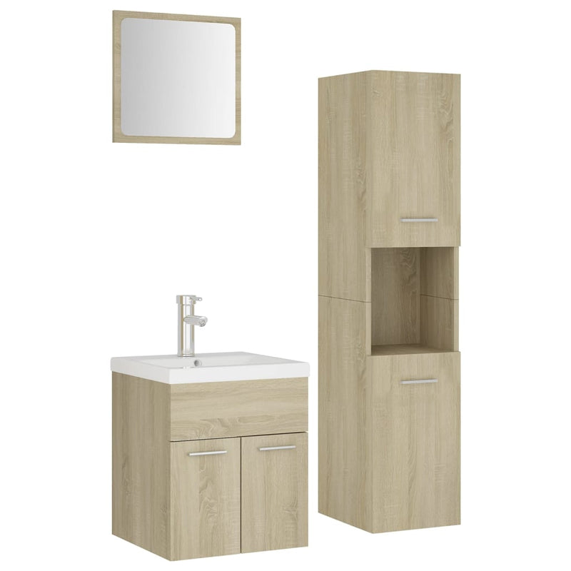 Bathroom Furniture Set Sonoma Oak Engineered Wood