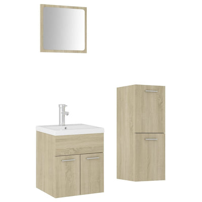 Bathroom Furniture Set Sonoma Oak Engineered Wood