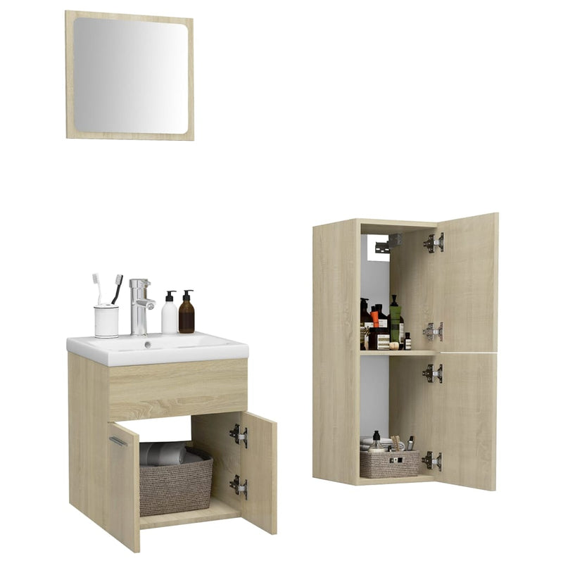 Bathroom Furniture Set Sonoma Oak Engineered Wood