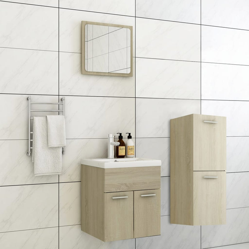 Bathroom Furniture Set Sonoma Oak Engineered Wood