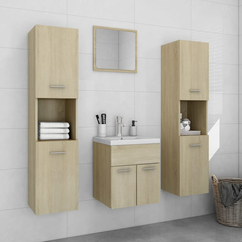 Bathroom Furniture Set Sonoma Oak Engineered Wood