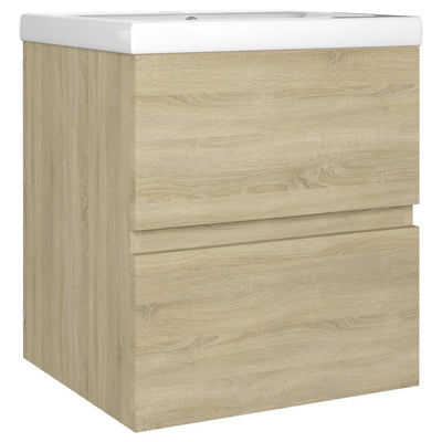 Sink Cabinet with Built-in Basin Sonoma Oak Engineered Wood