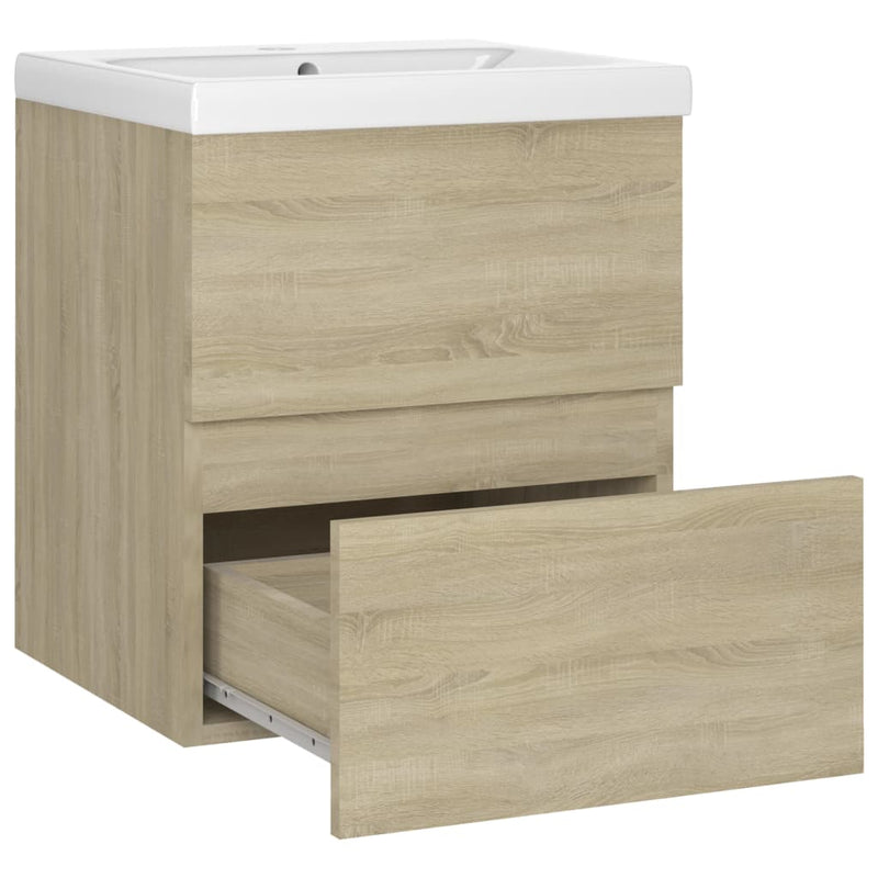 Sink Cabinet with Built-in Basin Sonoma Oak Engineered Wood