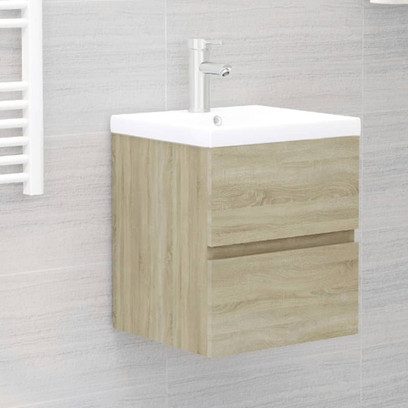 Sink Cabinet with Built-in Basin Sonoma Oak Engineered Wood