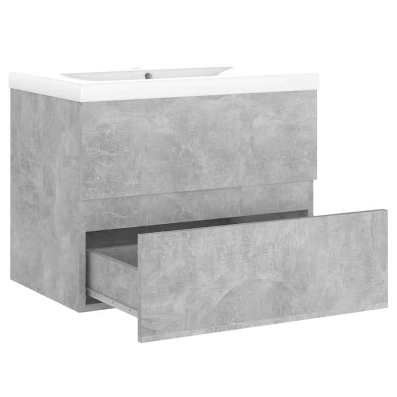 Sink Cabinet with Built-in Basin Concrete Grey Engineered Wood