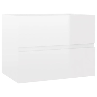 Sink Cabinet with Built-in Basin High Gloss White Engineered Wood