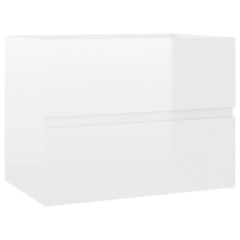 Sink Cabinet with Built-in Basin High Gloss White Engineered Wood