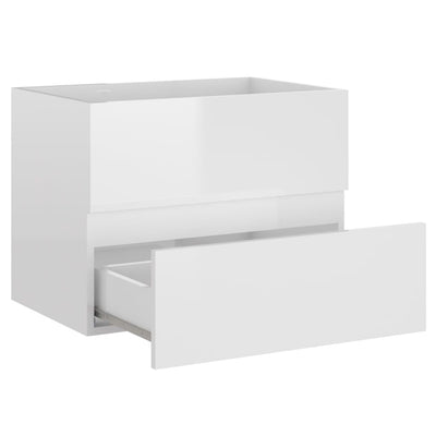 Sink Cabinet with Built-in Basin High Gloss White Engineered Wood