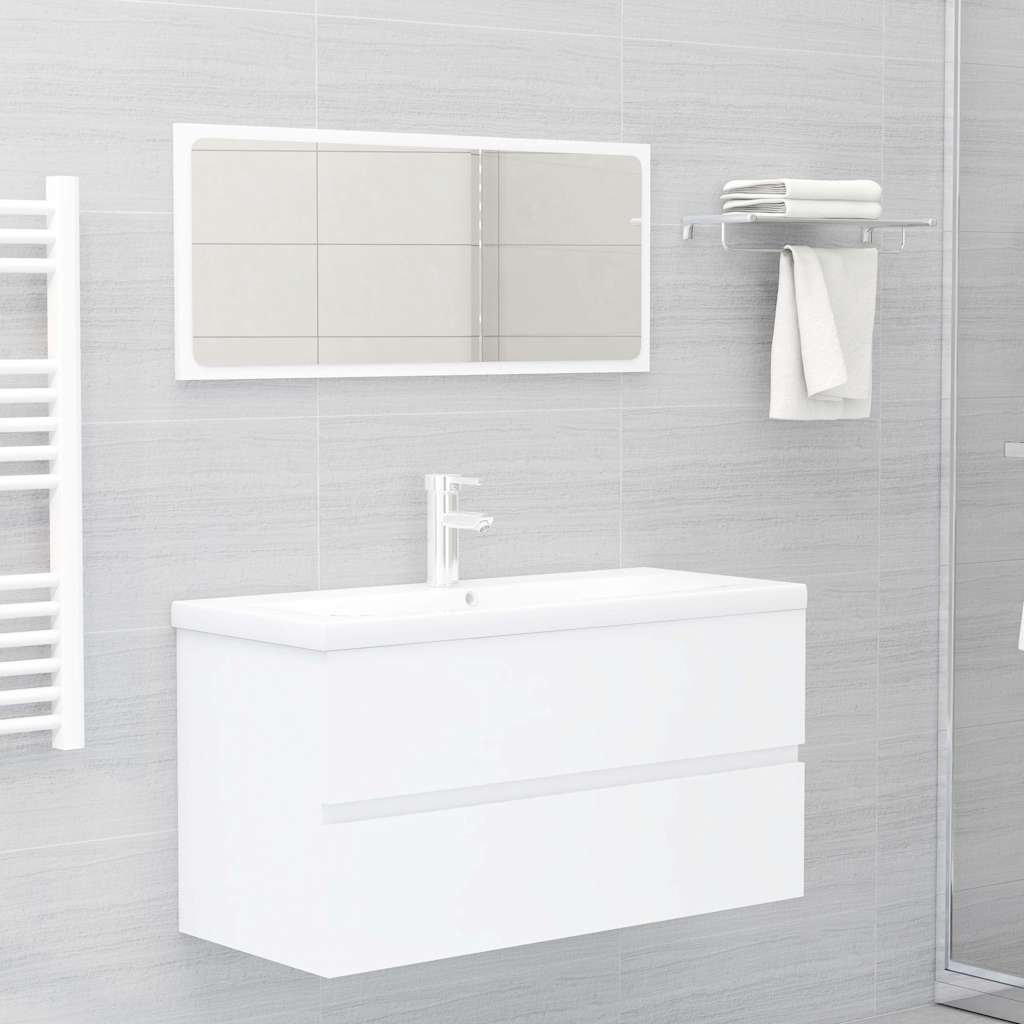vidaXL Sink Cabinet with Built-in Basin White Engineered Wood 3