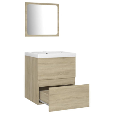 Bathroom Furniture Set Sonoma Oak Engineered Wood