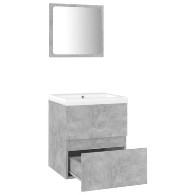 Bathroom Furniture Set Concrete Grey Engineered Wood