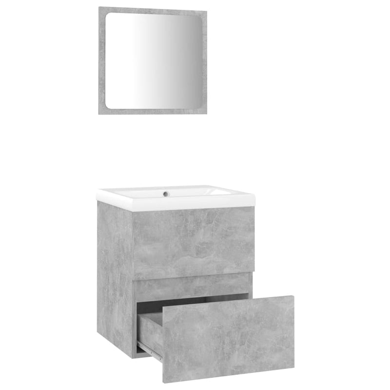 Bathroom Furniture Set Concrete Grey Engineered Wood